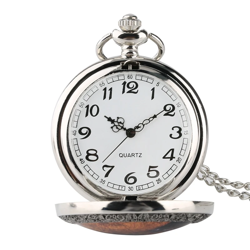 Silver Retro Necklace Badger watches School Color Quartz Pocket Watch Analog Pendant Necklace Watch Chain Gifts