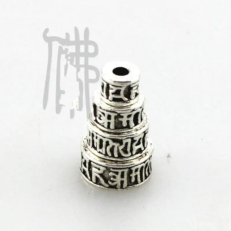 NBB500 Tibetan Mantras Metal Spacers Beads OM MANI PAD ME HUM 10 beads lot 6mm 7mm 9mm 10mm