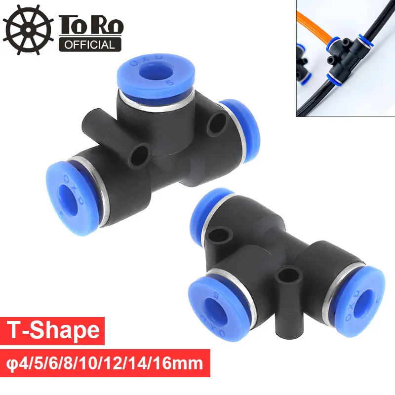 

2pcs/lot 4mm T Shaped APE Plastic Three-way Pneumatic Quick Connector Pneumatic Insertion Air Tube for Air Tool Quick Fitting