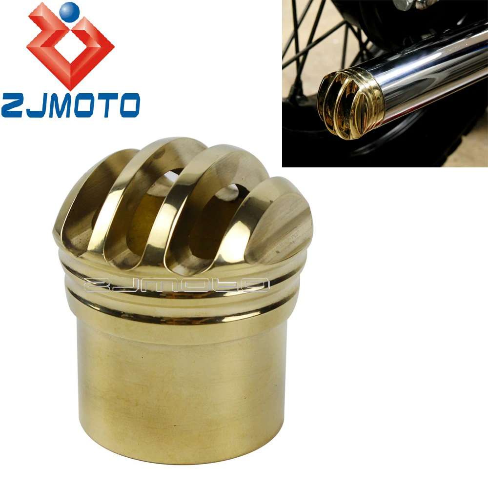 Motorcycle Solid Brass Exhaust Tip Muffler Tail End For Harley Yamaha XS650 Bobber Chopper Custom 1-3/4