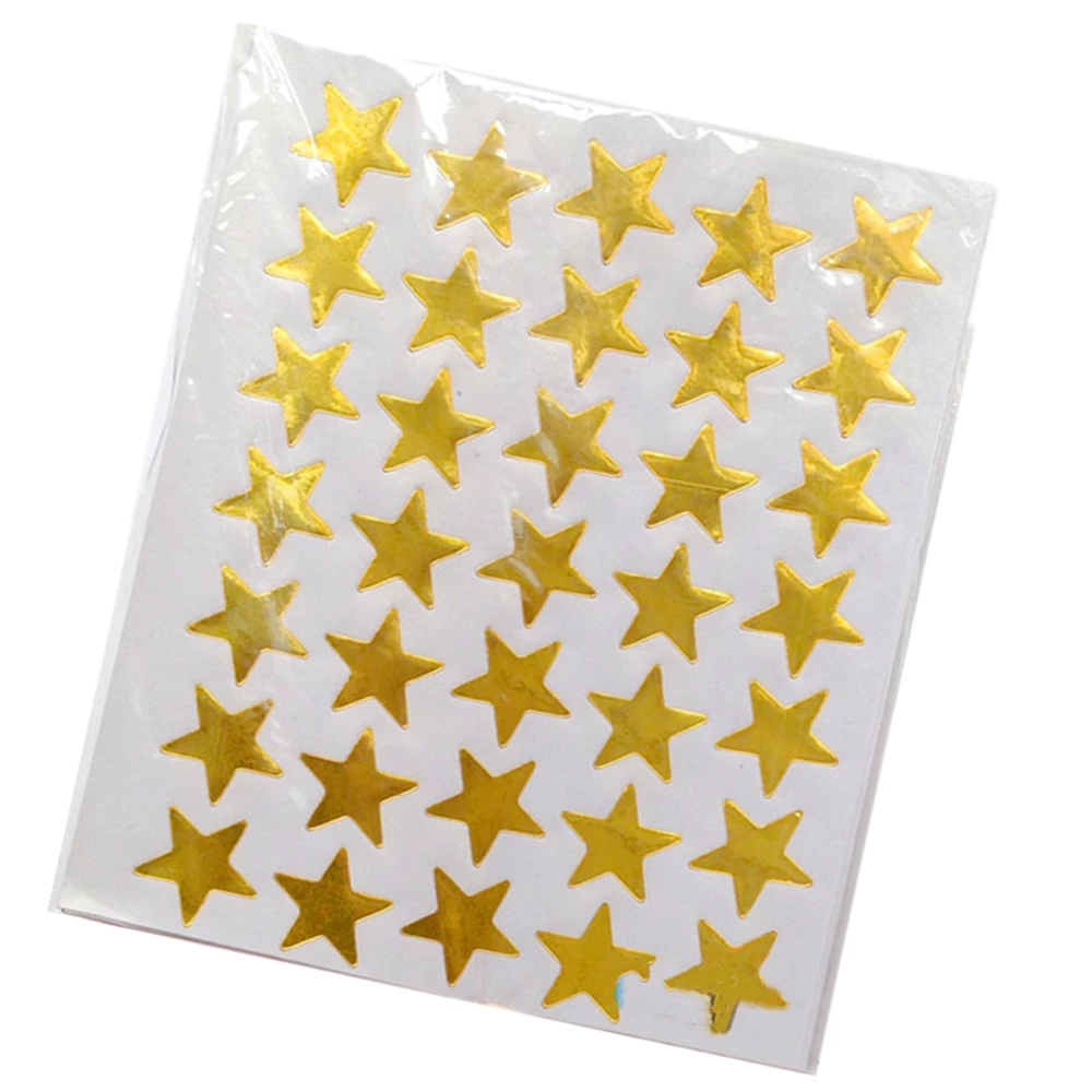 350PCS/bag Child Gilding Reward Flash Sticker Teacher Praise Label Award Five-pointed Star Gold Sticker Self-adhesive Sticker