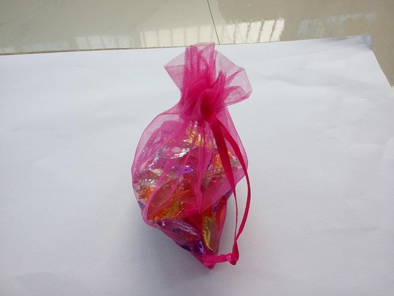 500pcs 11*16 Rose Red gift bags for jewelry/wedding/christmas/birthday Organza Bags with handles Packaging Yarn bag