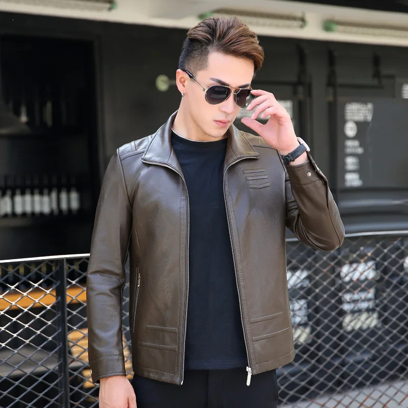 

Mens Motorcycle Biker Leather Jacket Mens Jaqueta De Couro Masculina PU Leather Jacket Windbreak Coats Male Outerwear PU-011