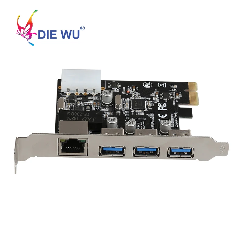 

PCI Express на 3-портовый USB3.0 1-портовый сетевой адаптер RJ45, подключение сетевого адаптера PCI Express Карта расширения TXB014