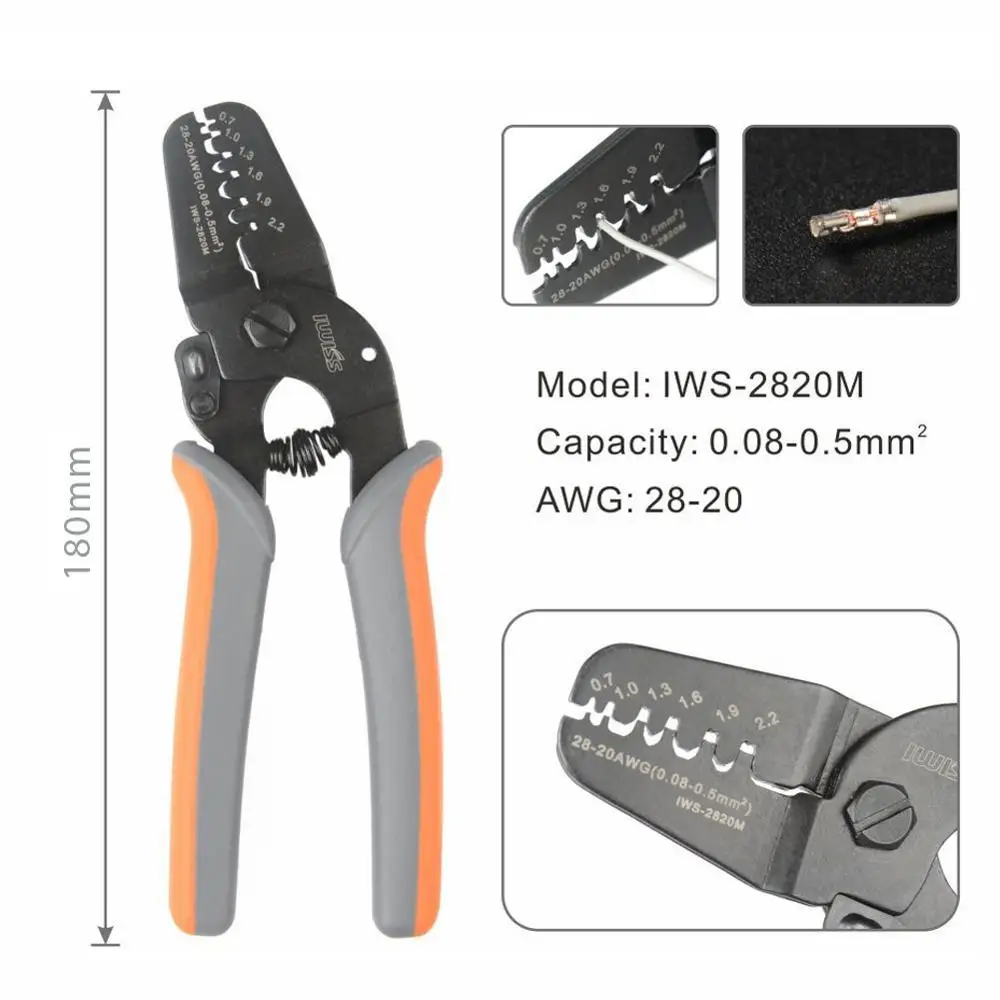 IWS-2820 Mini Terminal Crimping Tools for JAM Molex Tyco JST Terminal and Connector Multi-function Stripper Cable Cutter plier