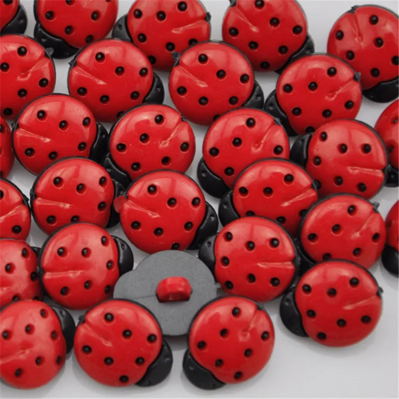 50/100Pcs Red ladybug DIY Kid\'s appliques/craft/sewing buttons PT64