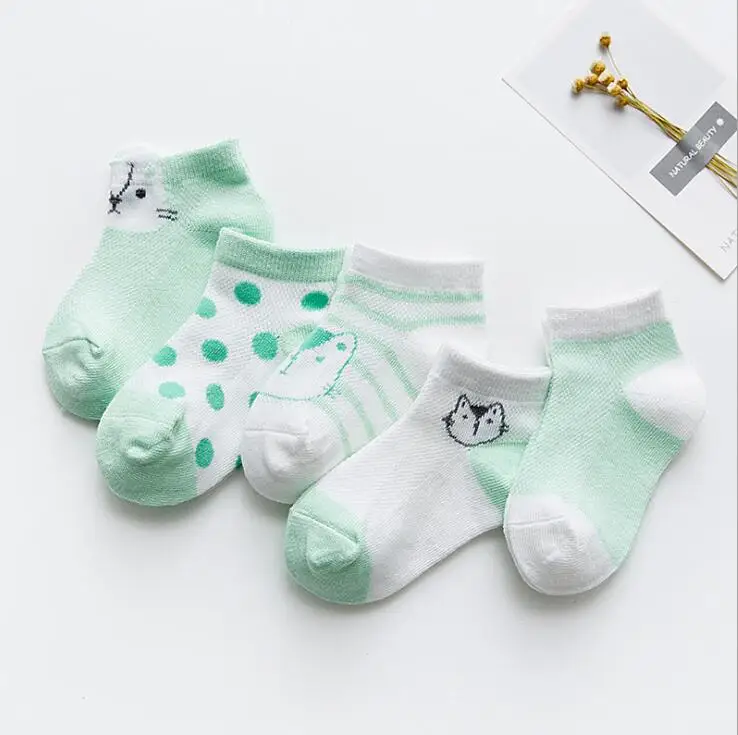 Children Mesh Socks Summer Cartoon Dot 0-8 Year New Three-dimensional Ultra-thin Boys Girls Baby Infant Socks 5 Pairs Pack