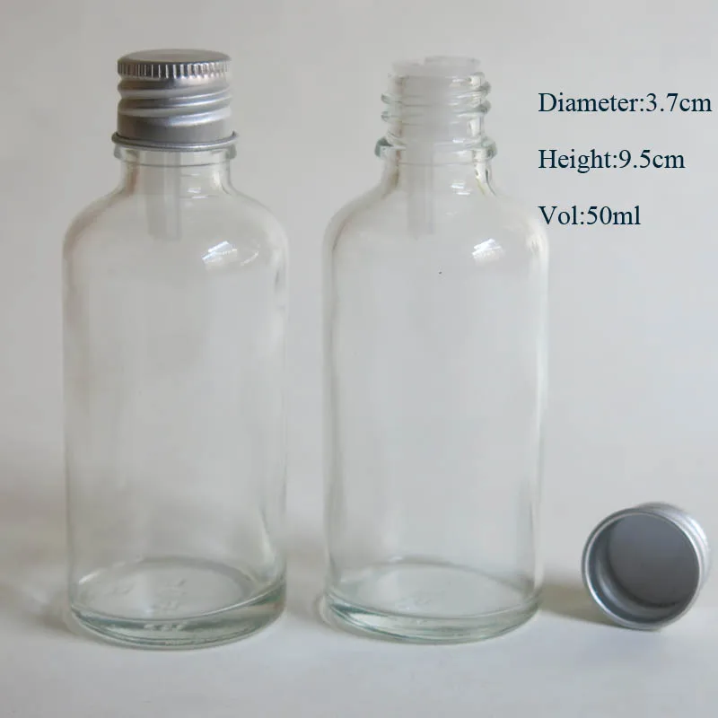 wholesale 100pcs 50ml clear glass bottle with reducer dropper and tamper evident lid,50ml  clear essential oil bottle