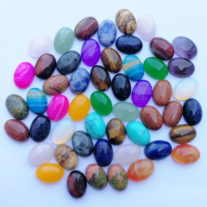 Wholesale mixed Natural stone Bead Oval stone Cabochon cab Necklace and ring accessories no hole 10-50Pcs/lot Free shipping