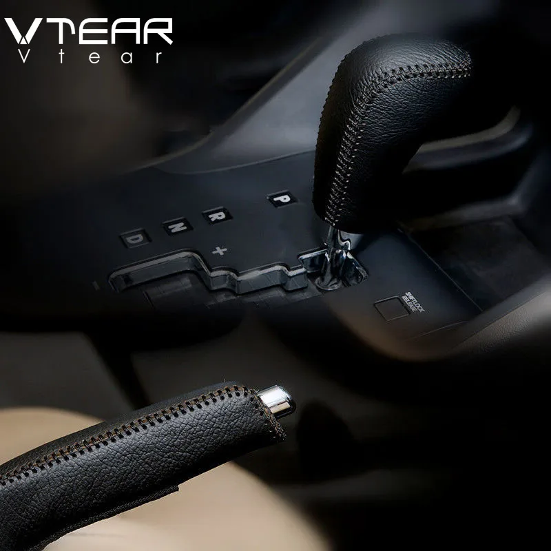 Vtear For Kia Rio 3/Rio 4 Gear Shift Collars Handbrake Grips Interior car-Styling hand brake cover Hand-stitched accessoris part