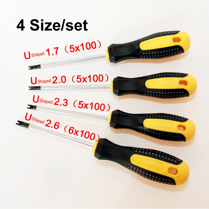 4pcs/set M1.7 M2.0 M2.3 M2.6 Magnetic Tip U shaped Groove Type Screwdriver Repair Tool