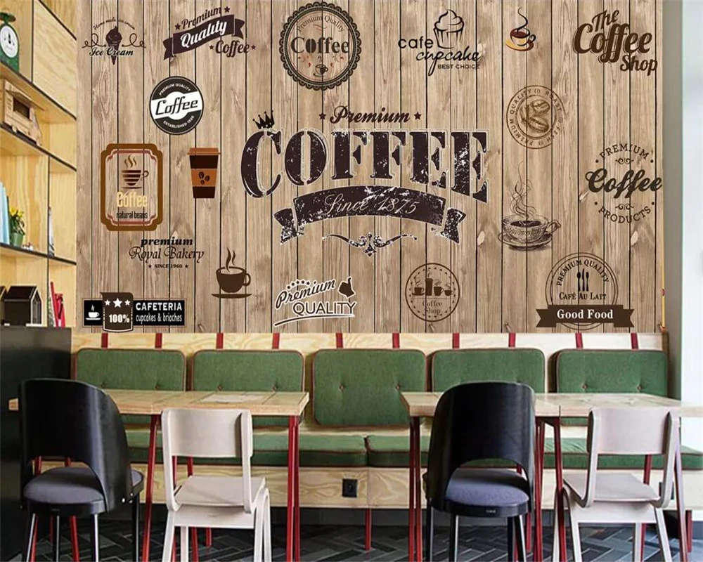 Beibehang Custom Tapete Holz Schattierung Retro Café Label Hintergrund Wand Restaurant Wandbild TV Hintergrund Wand 3D Tapete