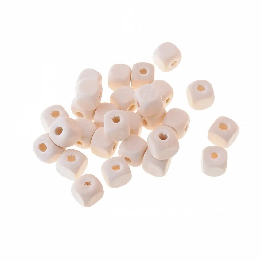 50pcs 10x10mm Wood Dye Wooden Square Spacer Beads For Baby DIY Crafts Kids Toys Spacer Beading Bead Jewelry Making DIY