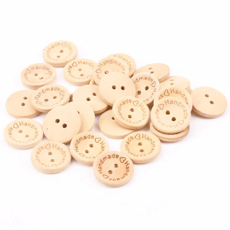 Natural Round Wooden Sewing Buttons 2 Holes for Handmade Scrapbooking Craft and Clothing 20pcs 15/20/25mm MT0567