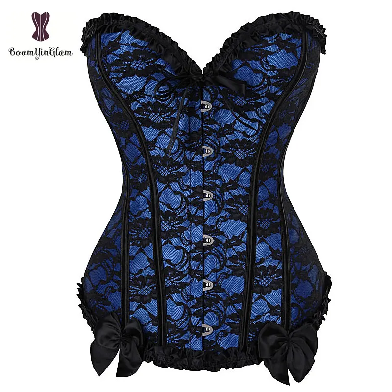 Korsett For Women Sexy Red Lace Bustier Femme Elastic Bone Overbust Steam Punk Plus Size Corset Top For Women Clubwear Corselet