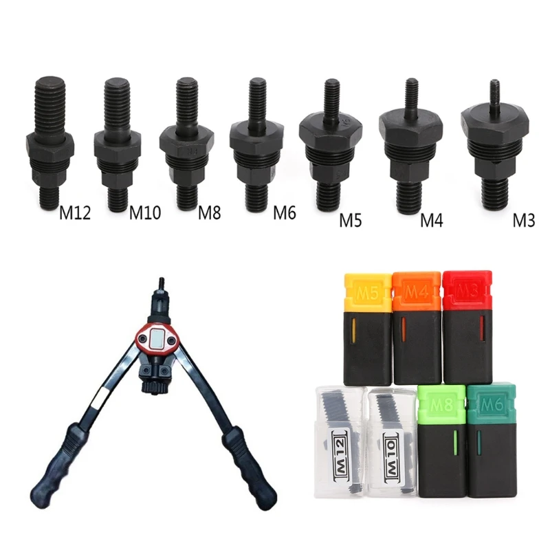 Riveter Gun Part Threaded Mandrel Replacement For Hand Nut Rivet Metric M3-M12