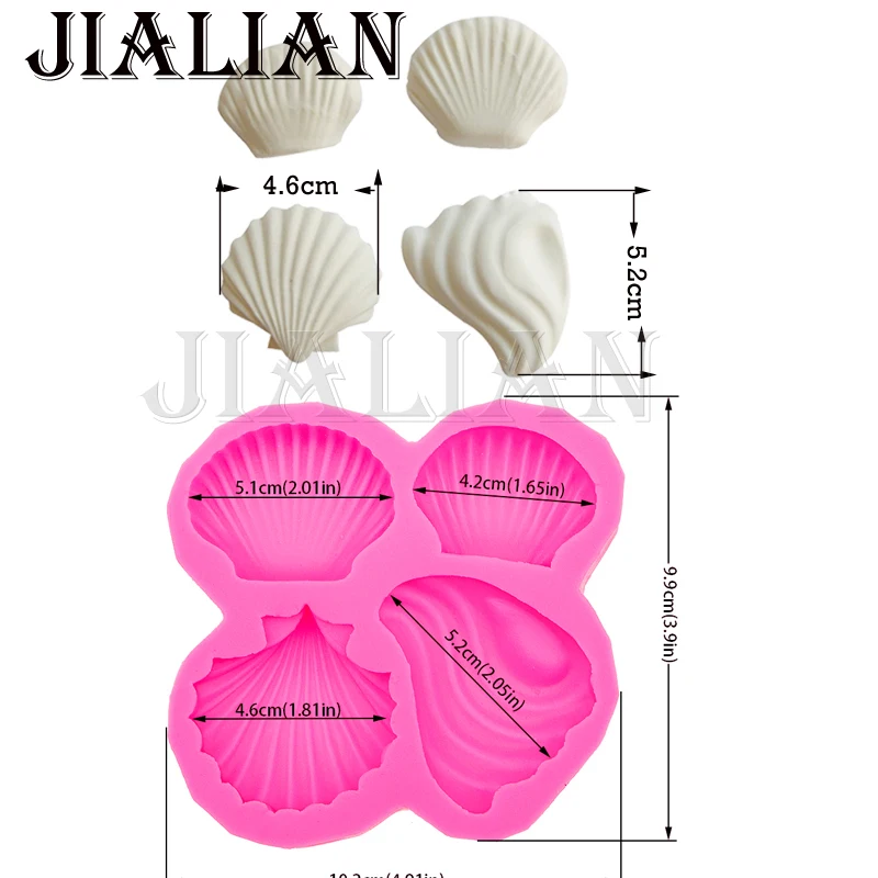 4 Hole Conch shell cooking tools fondant sugar mold silicone mold DIY cake decoration tools handmade soap mold T0547