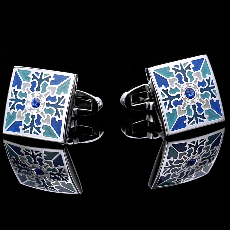 KFLK Jewelry shirt Cuff link Button for mens Brand  Blue enamel Fashion cufflink male High Quality Luxury Wedding guests