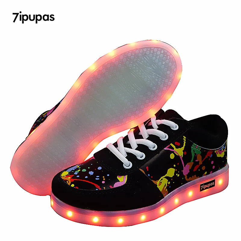 7ipupas 25-44 Graffiti led Shoes Slippers Glowing Luminous Sneakers Light Sole Basket Femme Baskets Kids Tenis Masculino Female