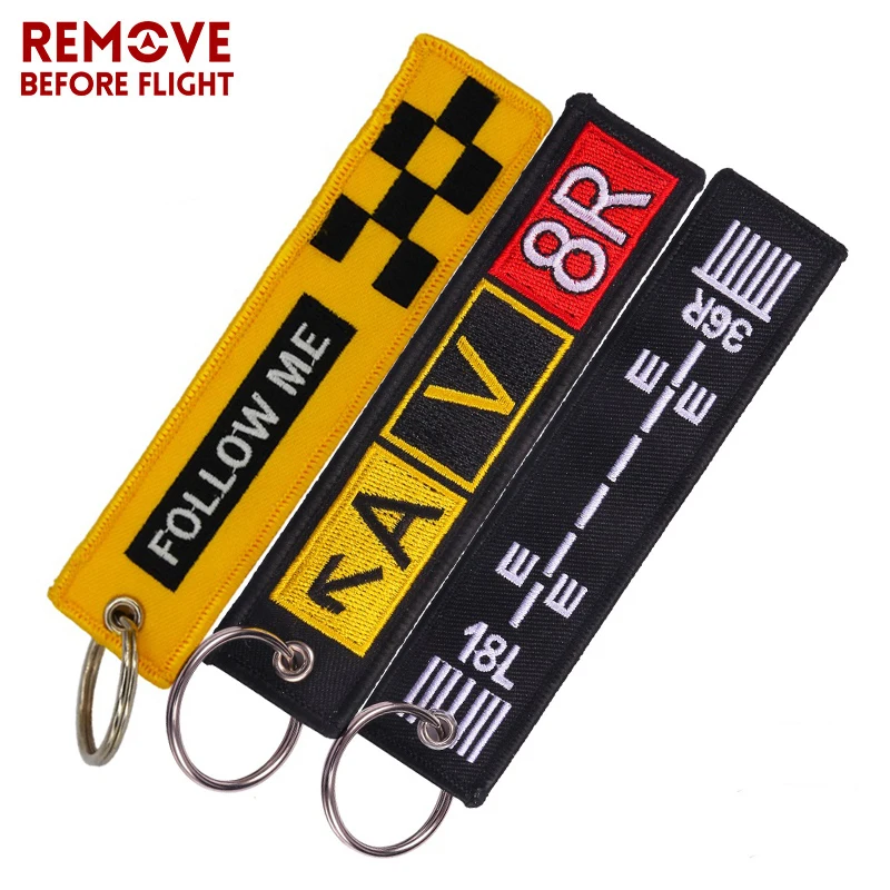 3PCS/LOT Remove Before Flight Embroidery Letter Motorcycles Key Chain and Jacket Engineer Aviation Gifts Tag Luggage chaveiro de