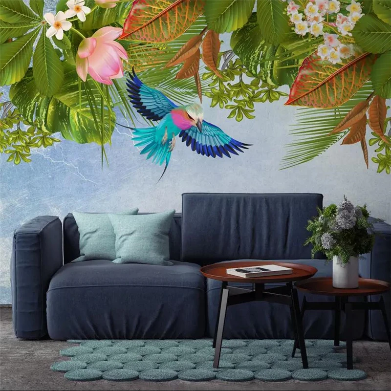 

wellyu Nordic style tropical plant flower background wall paper mural custom large mural green wallpaper papel de parede