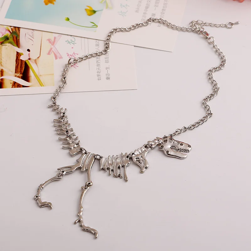 LOVBEAFAS – collier gothique Dragon tyrannosaure squelette de dinosaure, colliers et pendentifs chaîne ras du cou pour femmes