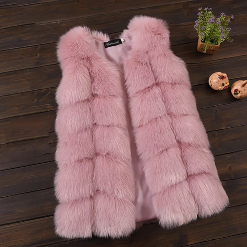 New Fox Fur Vests For Girls Thicken Warm Waistcoat Children Vest Baby Girls Faux Fur Jackets Winter Kids Outerwear Coats 2-12Y