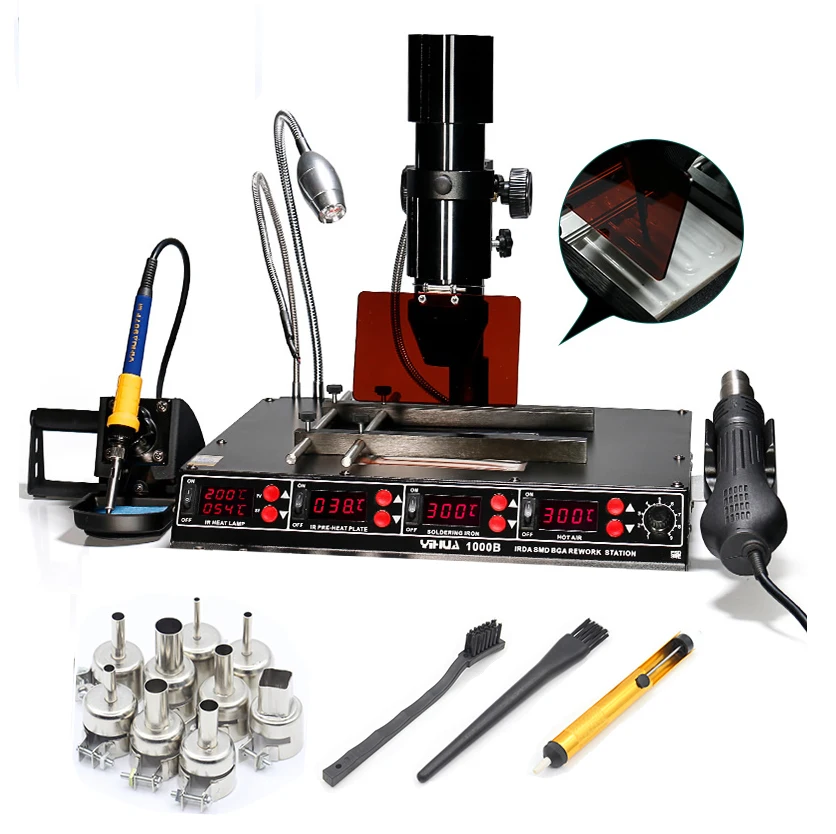 

YIHUA1000B Infrared BGA Rework Station SMD Hot Air Gun 75W Import Iron Soldering Station Repair Tools