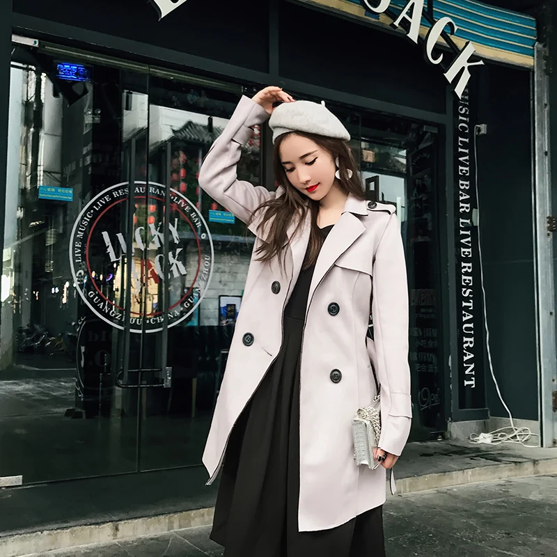 Spring and autumn new coat women Korean version of the long section of Slim was thin winter Suede windbreaker TB967