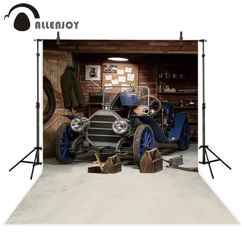 Allenjoy photography background retro car repairs garage tool workshop backdrop photocall photobooth prop printed photophone