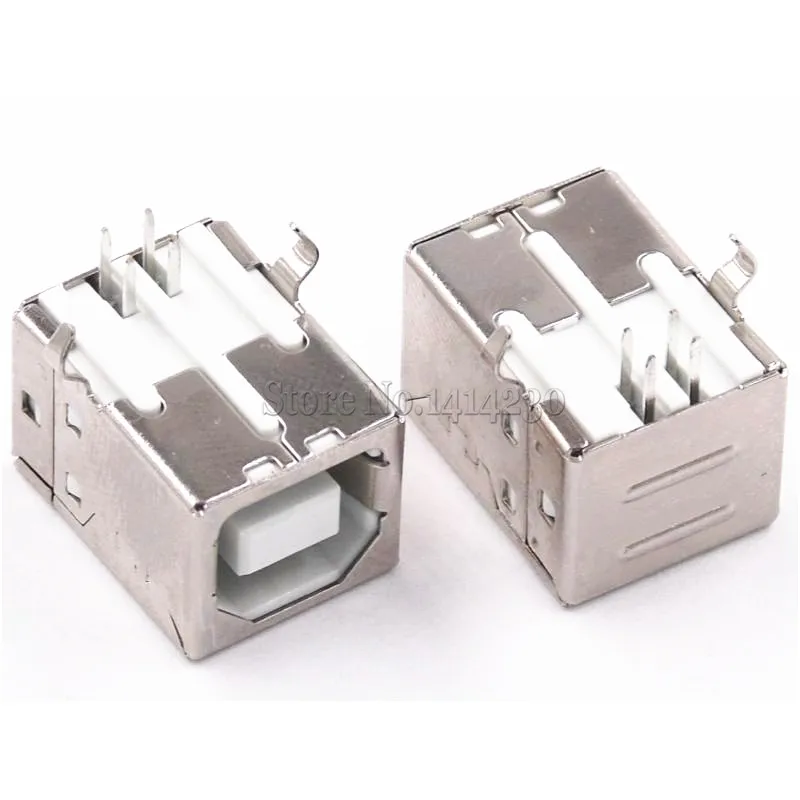 10Pcs Square USB socket usb B Type Female 90 degree PCB welding parent Connector For Printer Data