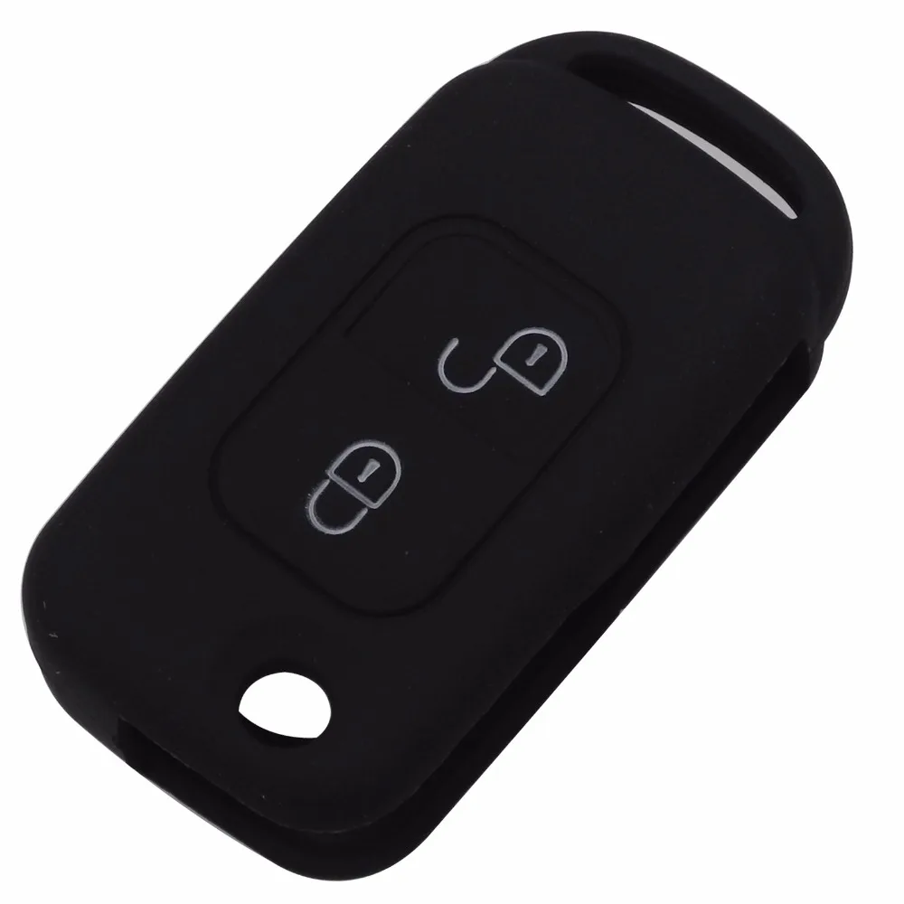 jingyuqin Silicone Key Fob Case Cover For Mercedes Benz E113 A C E S W168 W202 W203 Two 2 Buttons Flip Folding Car Accessories