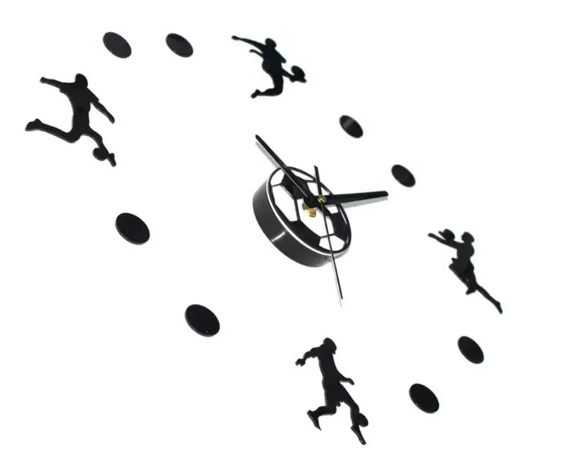 DHL 10 pieces 12 Inch Creative Football soccer Acrylic Wall Clock Quartz Mute Wall Clock Children's Room Decor Wall Clock