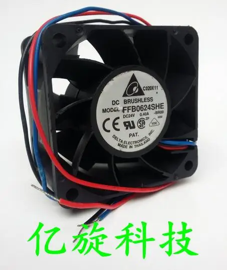 The original Delta 6cm6038 24V0.40A  FFB0624SHE 60*60*38MM 3 line of air cooling fan inverter