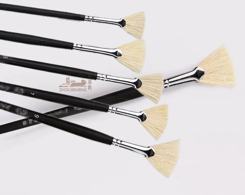 Zhouxinxing pig bristle oil painting matt black drawing brush set gouache brush acrylic brush watercolor brush painting supplies