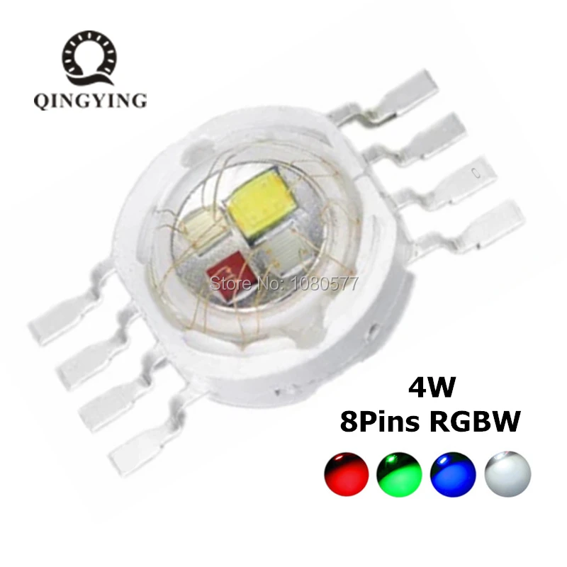 Diodo led rgbw de alta potência, 2 peças, 4w 8w 12w, colorido, fontes de quatro núcleos, faça você mesmo, iluminação led de palco