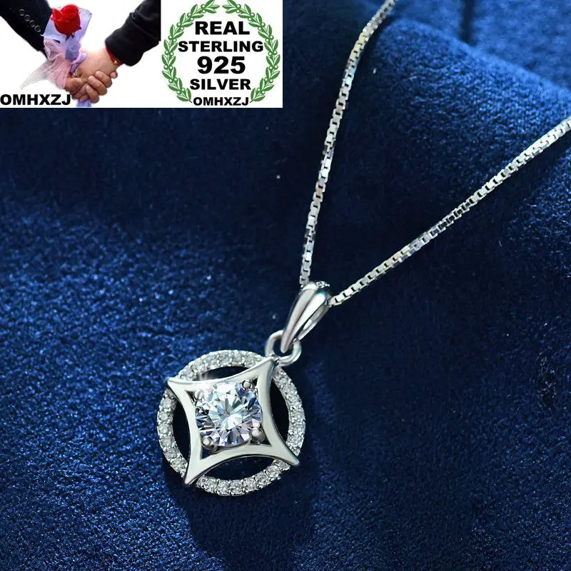 

OMHXZJ Wholesale European Fashion Woman Girl Party Wedding Gift Star Zircon S925 Sterling Silver Necklace Pendant Charm CA163