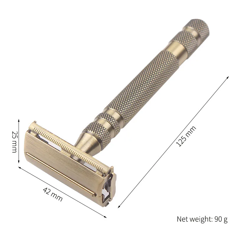 Neue Doppel Rand Sicherheit Rasiermesser Messing Klassische Manuelle Rasierer Lange Rutschfeste Metall Griff Schmetterling Öffnen Rasierer