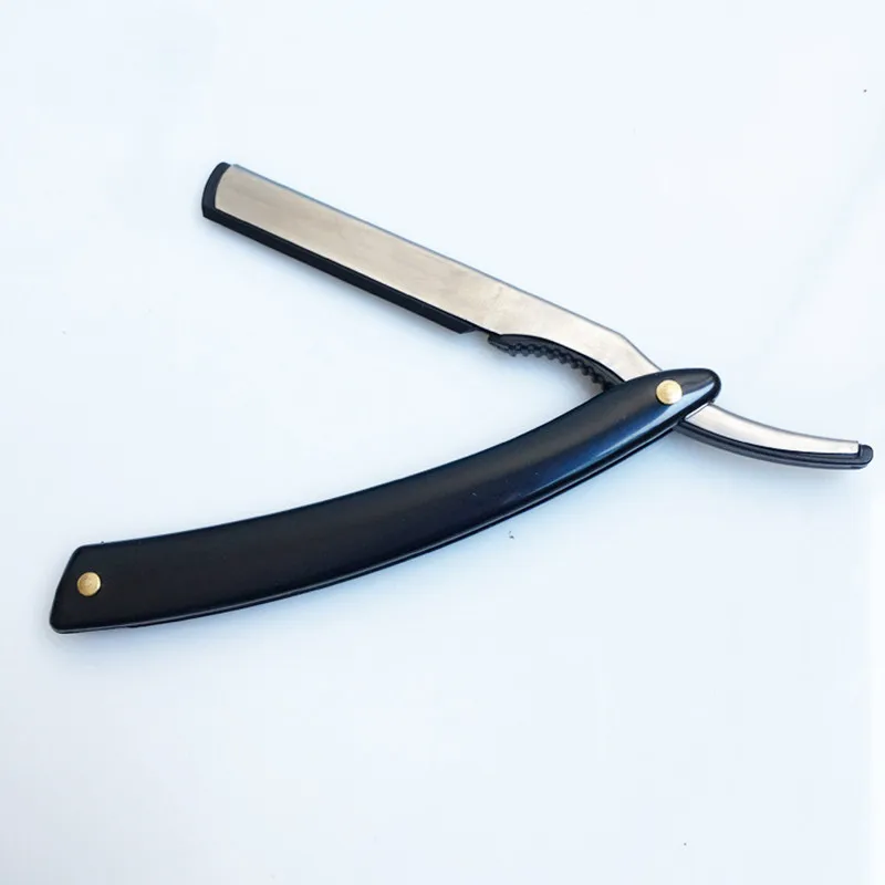 New Black Straight Edge Stainless Steel Barber Razor  Shaving Shave  New Folding Shaving Razor