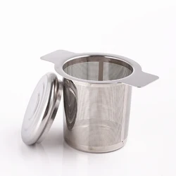 coffee filter funnel grid binaural coffee leak tea leak filter with cover & handle mesh leak 304 stainless steel