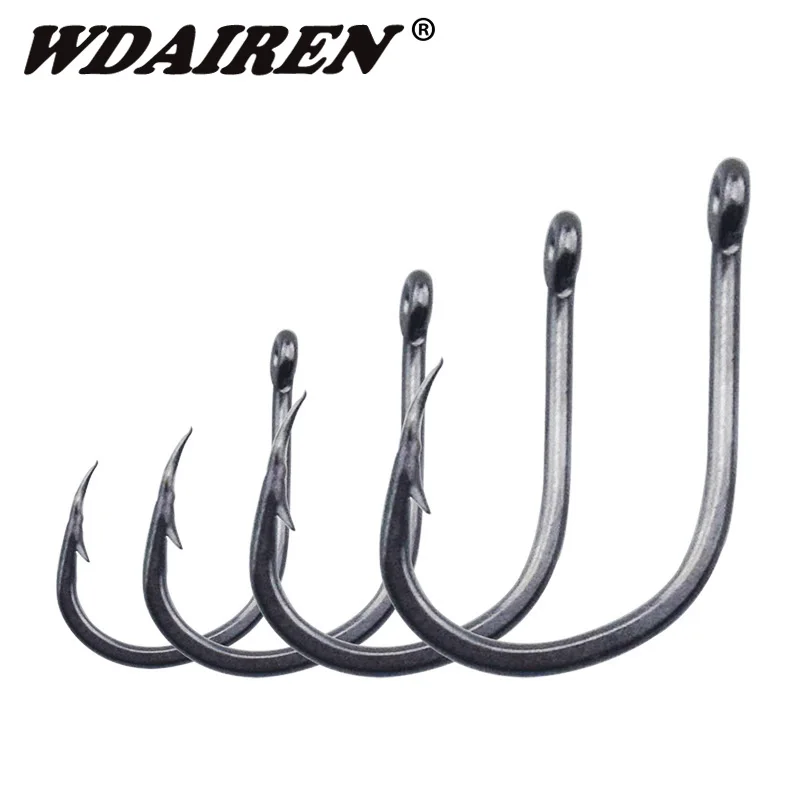 100Pcs fishing hooks(GF) #3-#12 High carbon steel CarbonBlack Bait Holder Fish Hook Set High quality barbed Jigging Bait