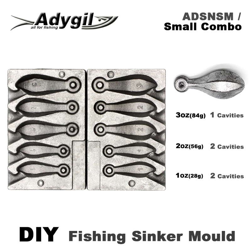 

Adygil DIY Fishing Snapper Sinker Mould ADSNSM/Small Combo Snapper Sinker 28g 56g 84g 5 Cavities