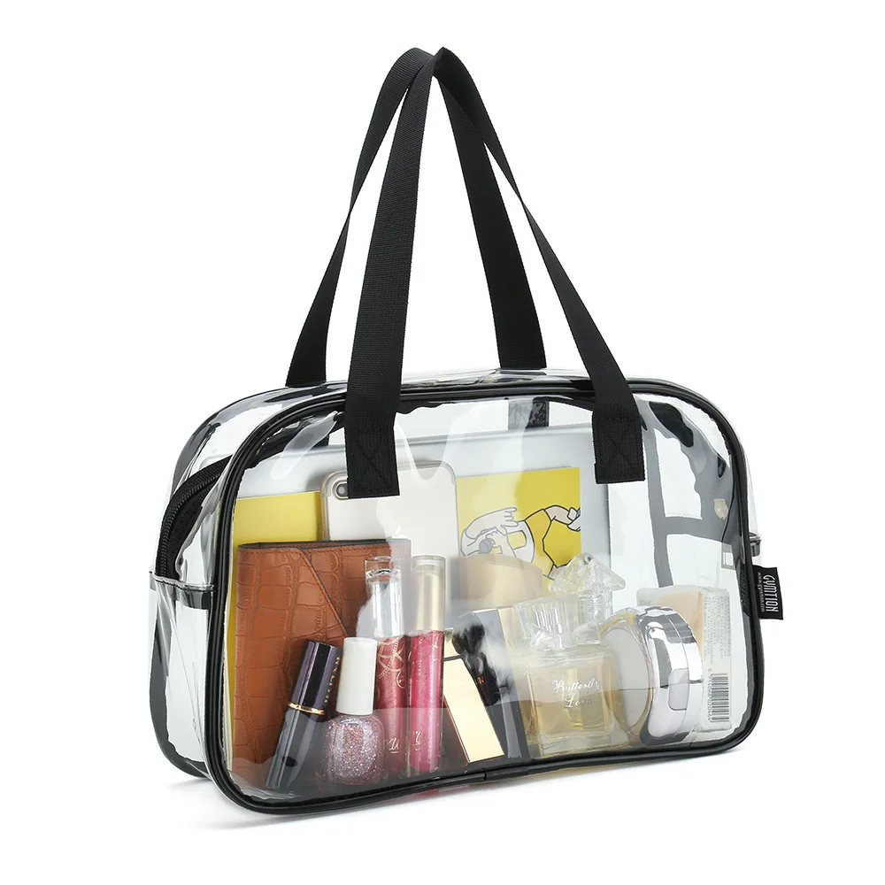 Clear PVC Makeup Toiletry Cosmetic Tote Bag Pouch Cosmetic Bag Size 30 Length x 20 Height x 10 Depth cm