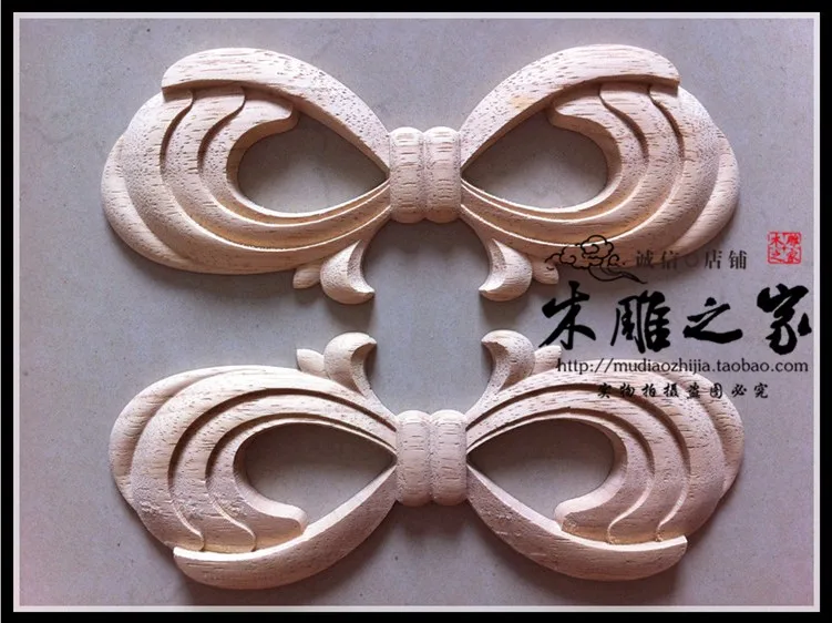 Dongyang wood bow door flower floral applique patch carved furniture cabinet bed flower wood shavings