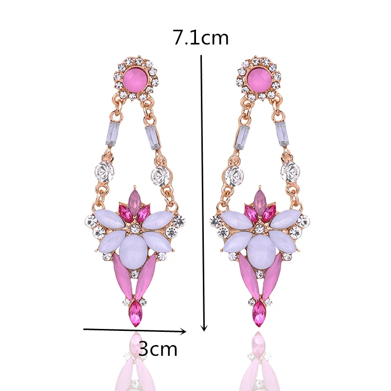 LUBOV 3 Colors Unique Design Colorful Opal Stone Drop Earrings Women Elegant Crystal Earrings Trendy Earrings Gift Jewelry New