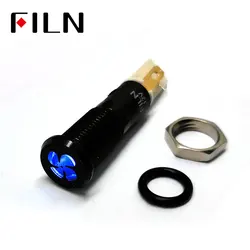 FILN 8mm C40 Car Dashboard Black Shell Fan Tag 12v Led Indicator Light with Solder Foot