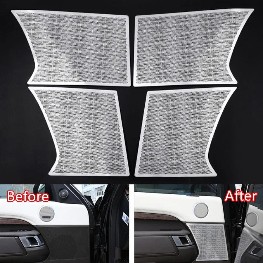 4Pcs/set Car Interior Door Speaker Cover Trim Styling For Land Rover Discovery 5 2017 Car-styling Covers Aluminum Alloy