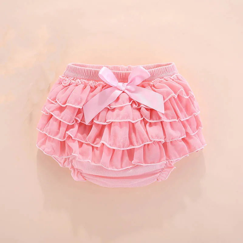 Bow Baby Shorts Cotton Lace Baby Girl Ruffled Cute Baby Diaper Set Summer Newborn Shorts Seersucker Baby Girl Clothes Clothing