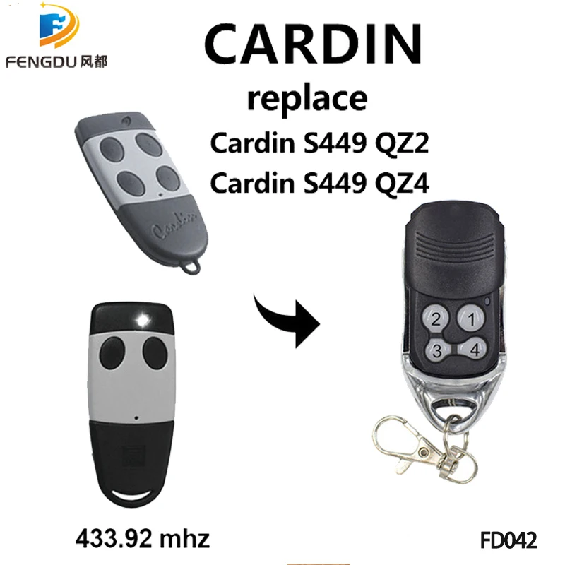 

4PCS Cardin S449 garage remote 433mhz comaptible Cardin S449 QZ2 QZ4 gate control Garage command rolling code