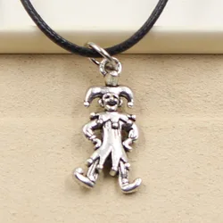 New Fashion Tibetan Silver Color Pendant Clown Joker Necklace Choker Charm Black Leather Cord Factory Price Handmade Jewelry